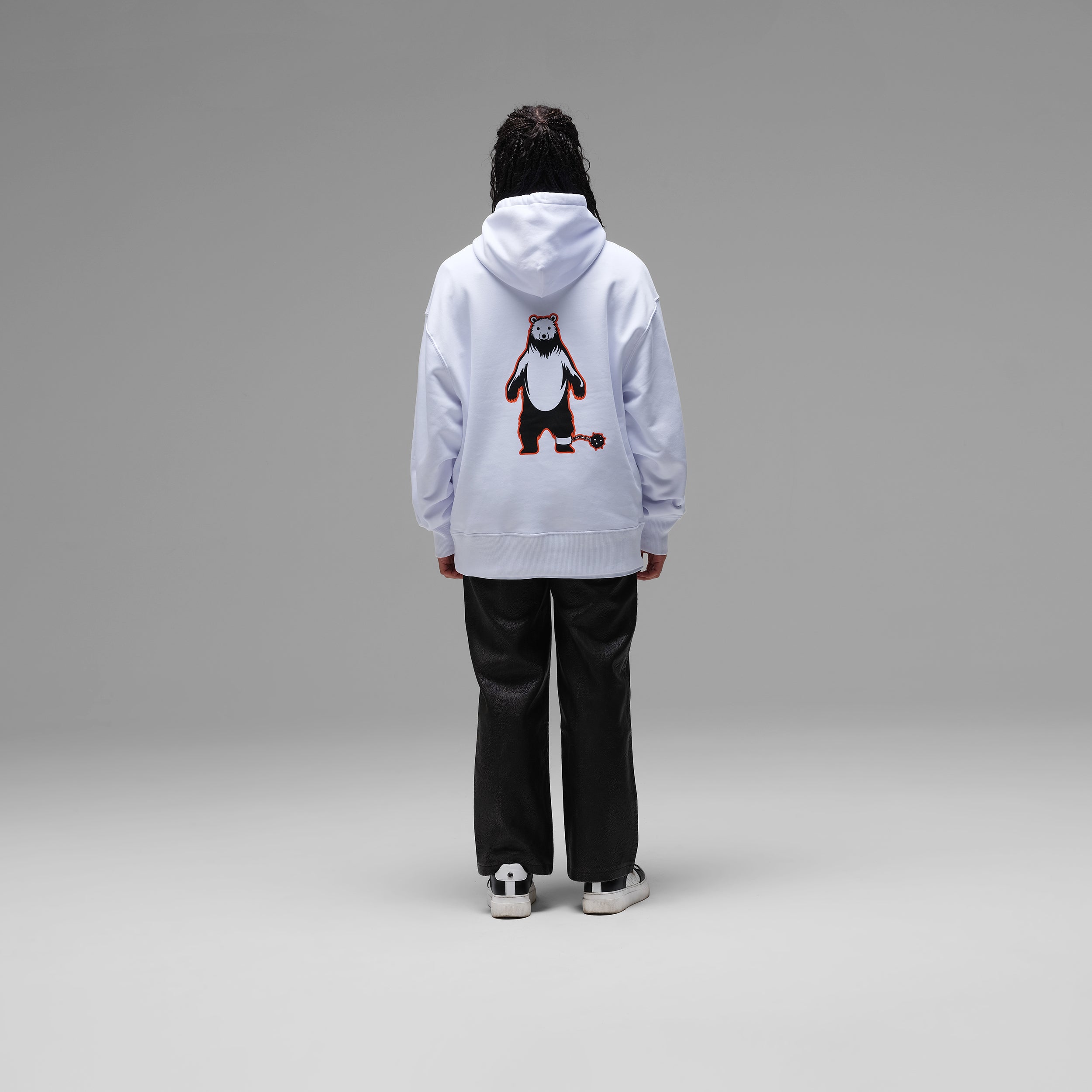 'Zen Bear' White Hoodie by Lawrence
