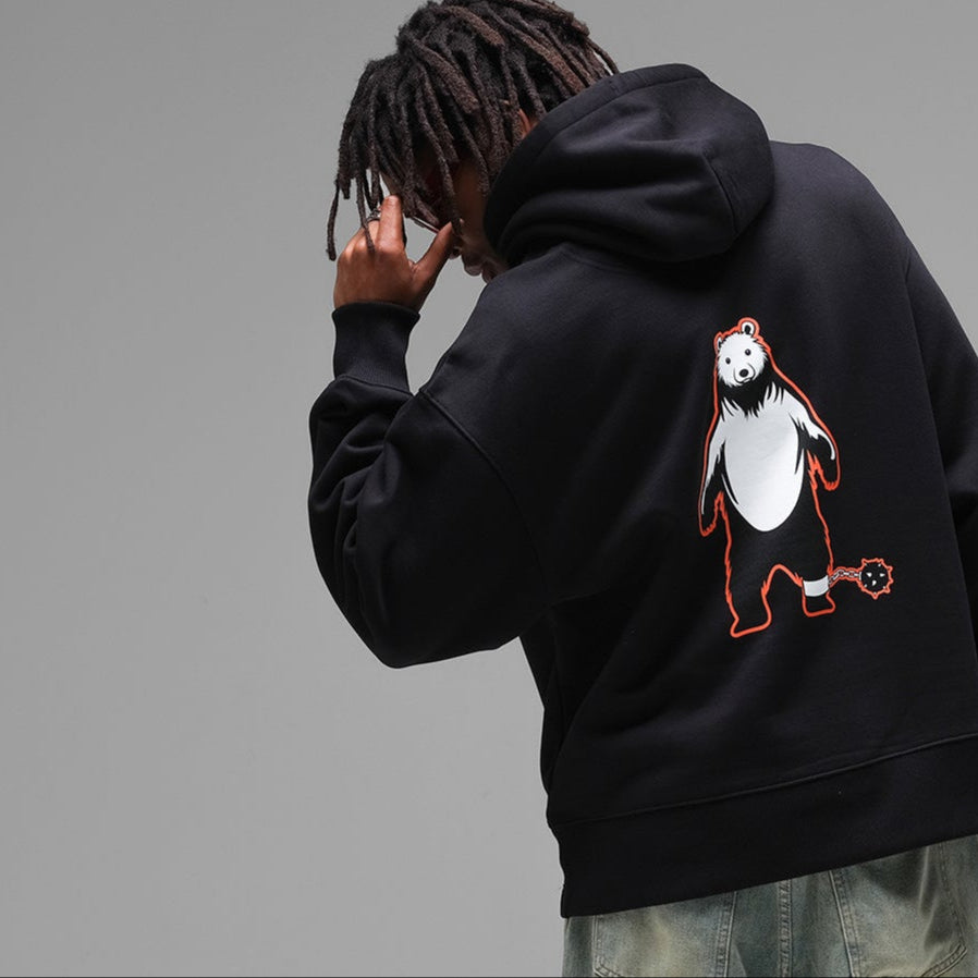 'Zen Bear' Black Hoodie by Lawrence