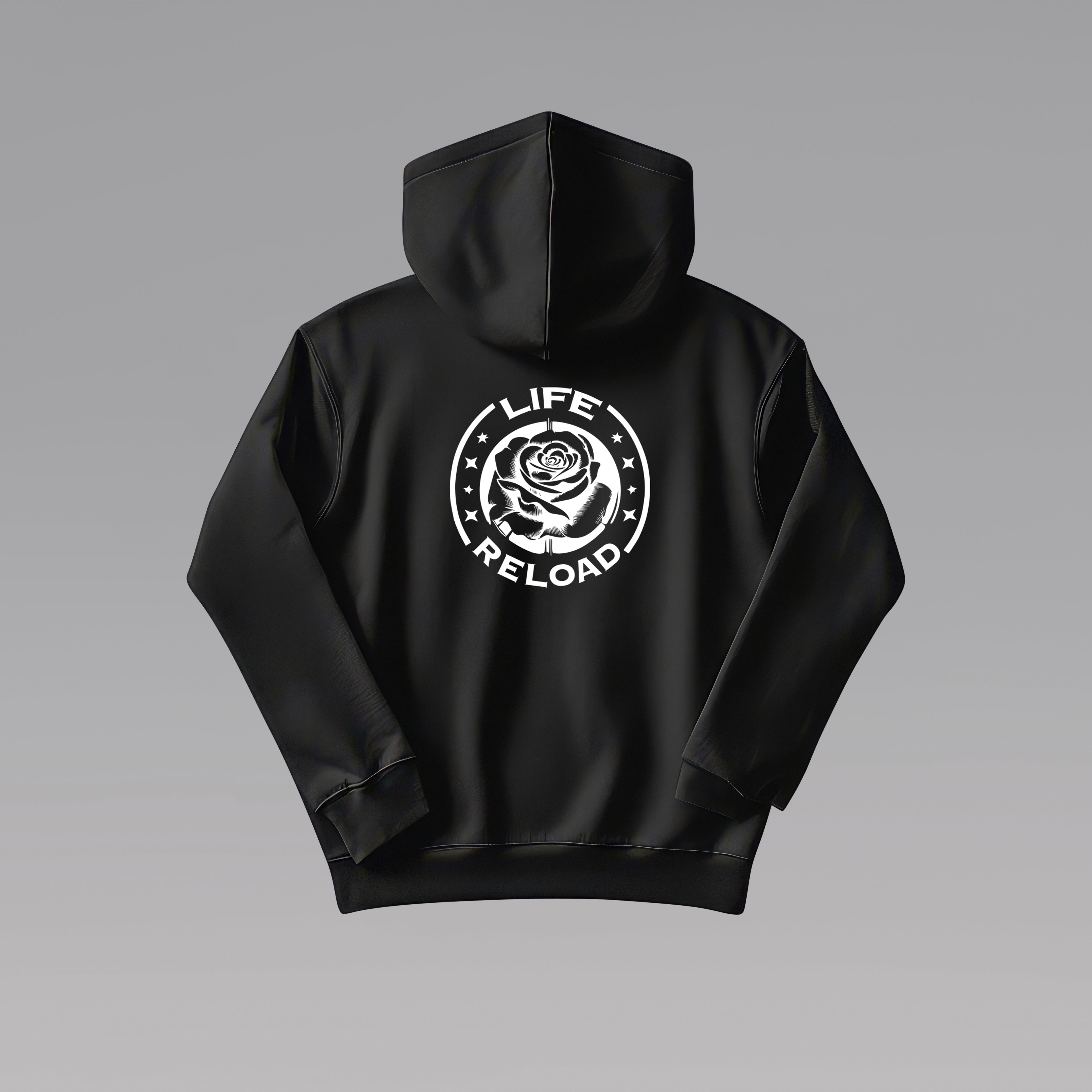 'Life Reload' Black Hoodie by Martallus