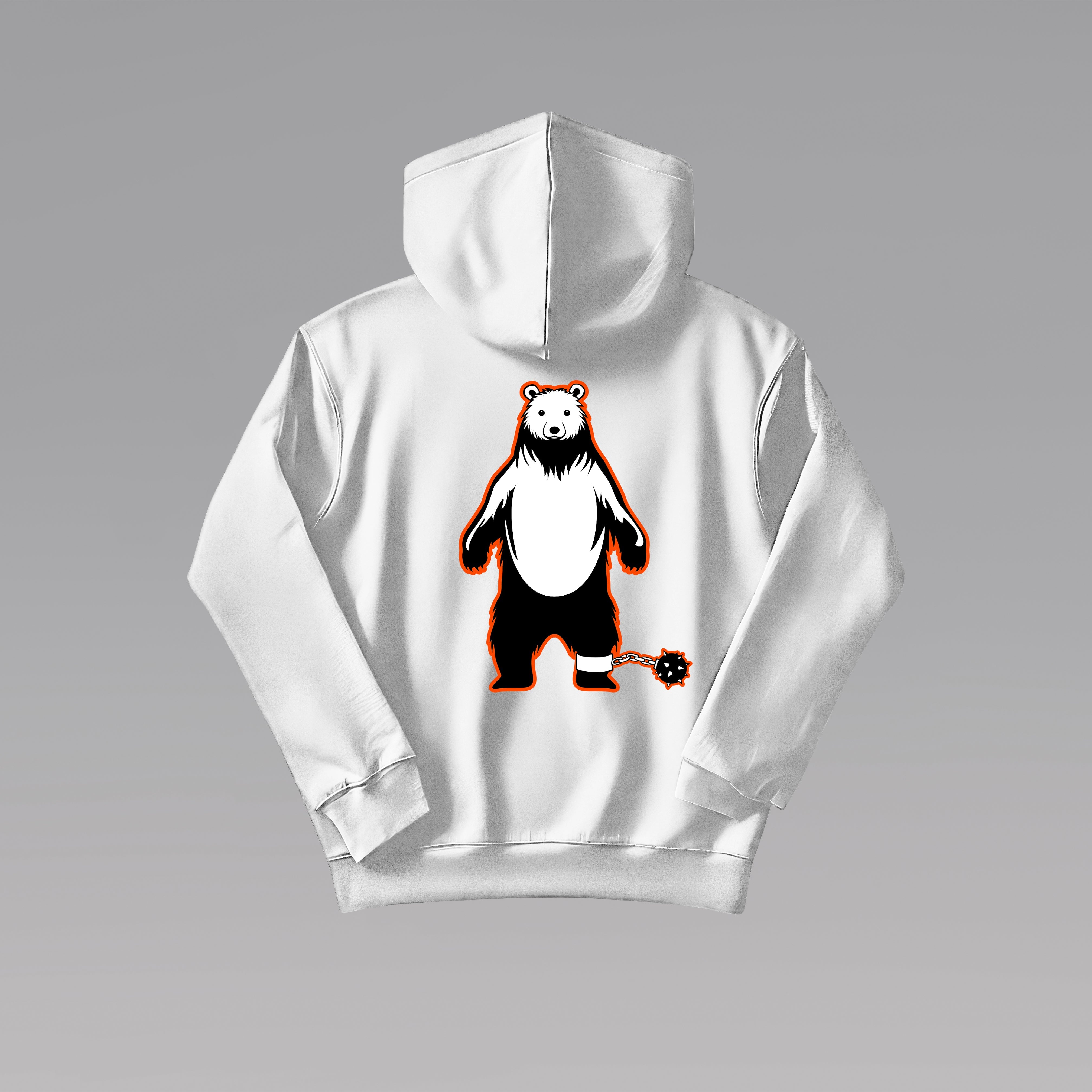 'Zen Bear' White Hoodie by Lawrence
