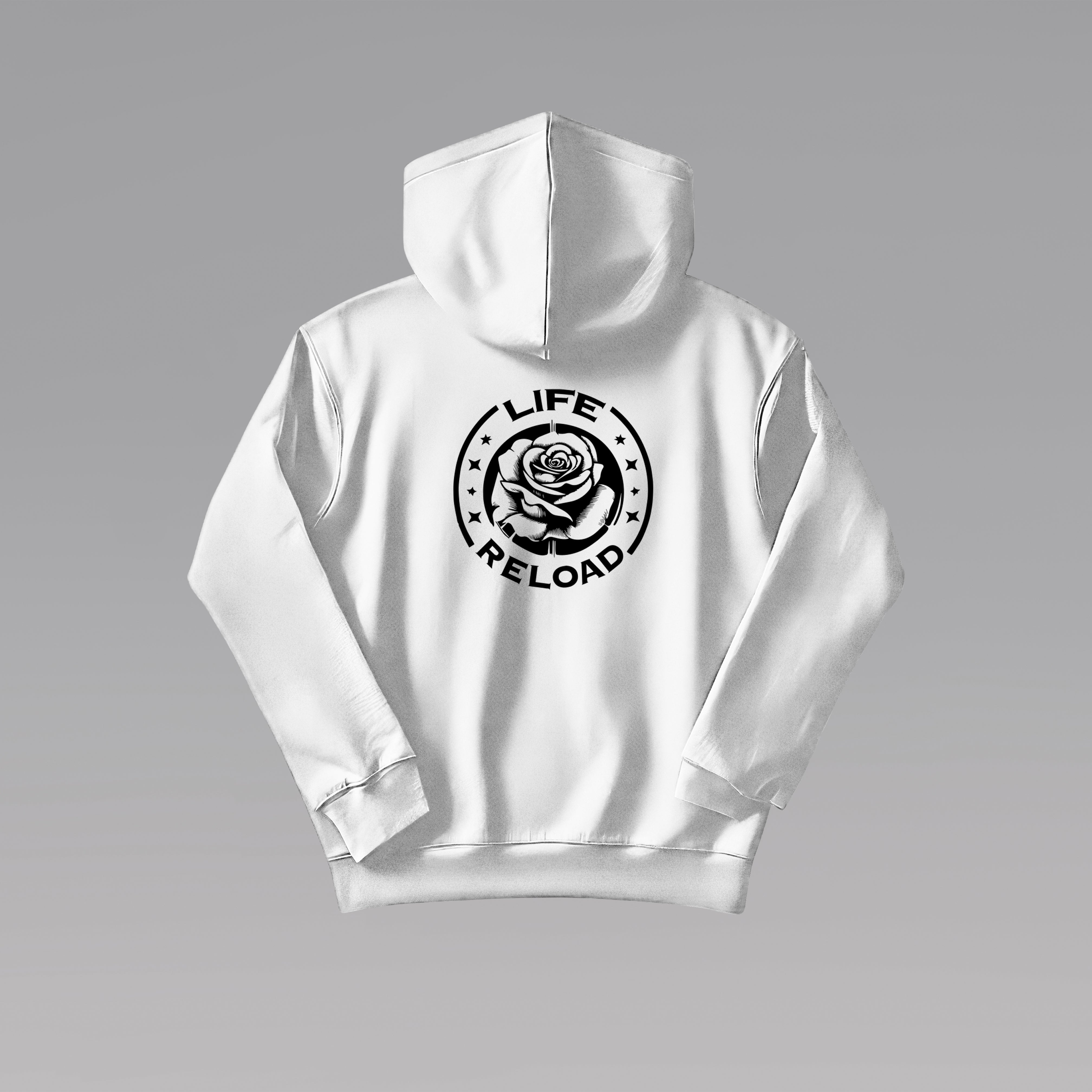 'Life Reload' White Hoodie by Martallus